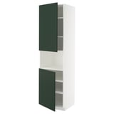 METOD Mobile microonde, 2 ante/ripiani, bianco/Havstorp verde intenso, 60x60x220 cm