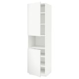 METOD Mobile microonde, 2 ante/ripiani, bianco/Voxtorp bianco opaco, 60x60x220 cm