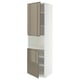 METOD Mobile microonde, 2 ante/ripiani, bianco/Voxtorp grigio-marrone scuro lucido, 60x60x220 cm