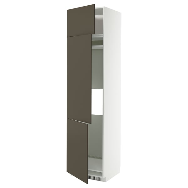 METOD Mobile per frigo/congelatore+3 ante, bianco/Havstorp marrone-beige, 60x60x240 cm