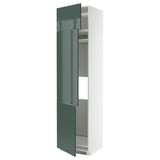 METOD Mobile per frigo/congelatore+3 ante, bianco/Kallarp grigio-verde scuro lucido, 60x60x240 cm