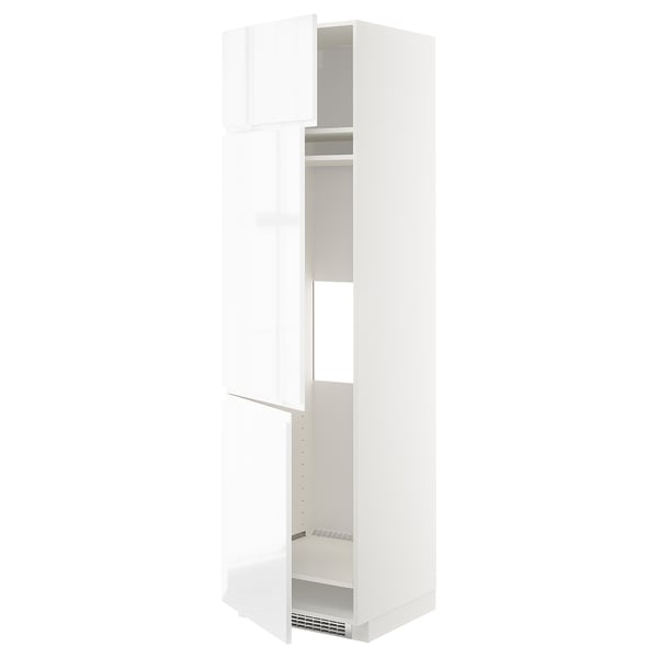 METOD Mobile per frigo/congelatore+3 ante, bianco/Voxtorp lucido/bianco, 60x60x220 cm