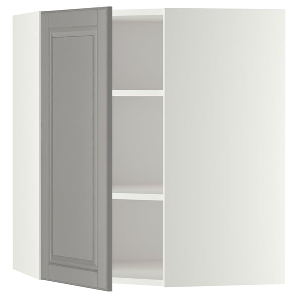 METOD Pensile angolare con ripiani, bianco/Bodbyn grigio, 68x80 cm