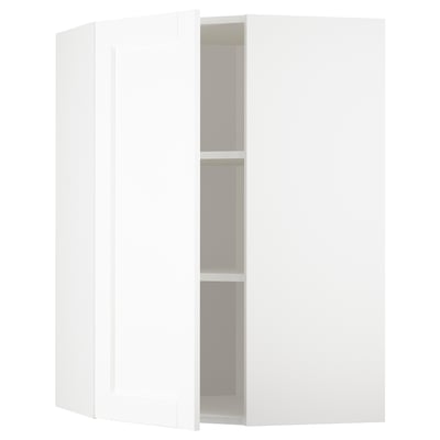 METOD Pensile angolare con ripiani, bianco Enköping/bianco effetto legno, 68x100 cm