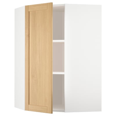 METOD Pensile angolare con ripiani, bianco/Forsbacka rovere, 68x100 cm