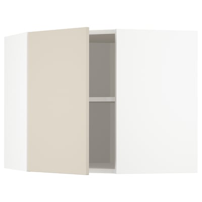 METOD Pensile angolare con ripiani, bianco/Havstorp beige, 68x60 cm