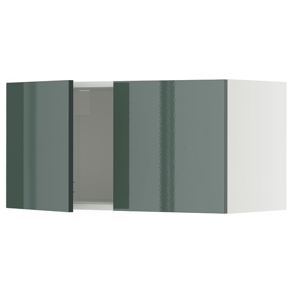 METOD Pensile con 2 ante, bianco/Kallarp grigio-verde scuro lucido, 80x40 cm