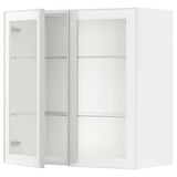 METOD Pensile con ripiani/2 ante a vetro, bianco/Hejsta vetro trasparente bianco, 80x80 cm