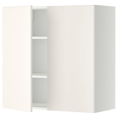 METOD Pensile con ripiani/2 ante, bianco/Veddinge bianco, 80x80 cm