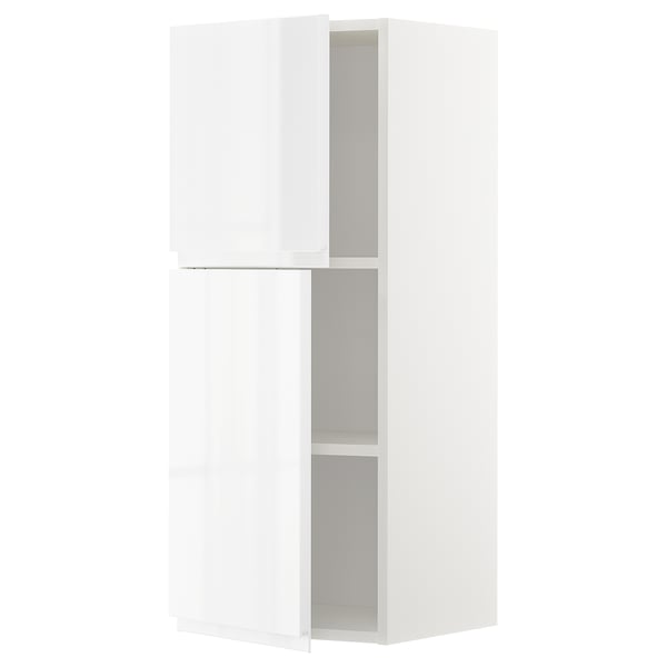 METOD Pensile con ripiani/2 ante, bianco/Voxtorp lucido/bianco, 40x100 cm