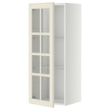 METOD Pensile con ripiani/anta a vetro, bianco/Bodbyn bianco sporco, 40x100 cm