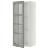METOD Pensile con ripiani/anta a vetro, bianco/Bodbyn grigio, 40x100 cm