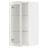 METOD Pensile con ripiani/anta a vetro, bianco/Hejsta vetro trasparente bianco, 40x80 cm