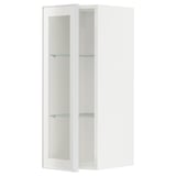 METOD Pensile con ripiani/anta a vetro, bianco/Hejsta vetro trasparente bianco, 30x80 cm
