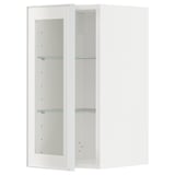 METOD Pensile con ripiani/anta a vetro, bianco/Hejsta vetro trasparente bianco, 30x60 cm