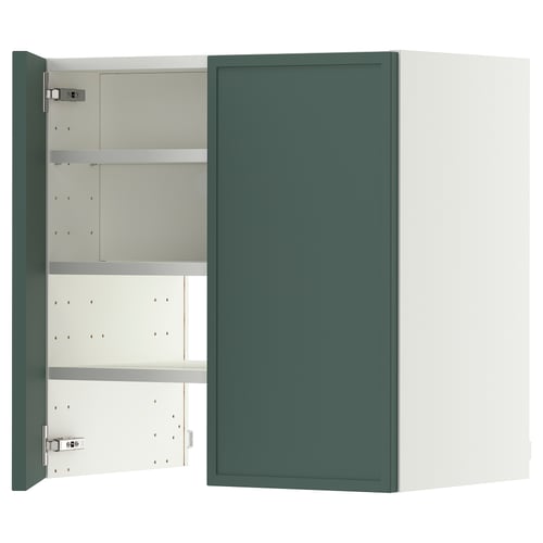 METOD Pensile per cappa con ripiano/anta, bianco/Aspudden grigio scuro-verde, 60x60 cm