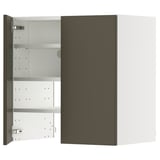 METOD Pensile per cappa con ripiano/anta, bianco/Havstorp marrone-beige, 60x60 cm