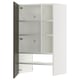 METOD Pensile per cappa con ripiano/anta, bianco/Havstorp marrone-beige, 60x100 cm
