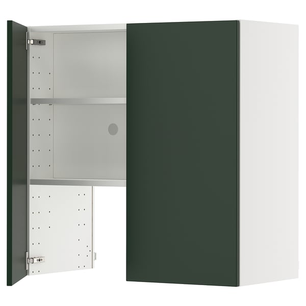METOD Pensile per cappa con ripiano/anta, bianco/Havstorp verde intenso, 80x80 cm