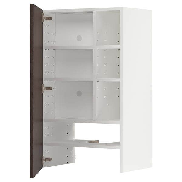 METOD Pensile per cappa con ripiano/anta, bianco/Sinarp marrone, 60x100 cm