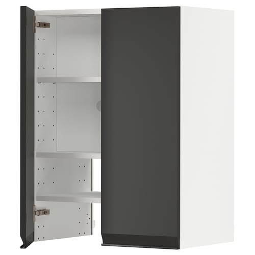 METOD Pensile per cappa con ripiano/anta, bianco/Upplöv antracite opaco, 60x80 cm