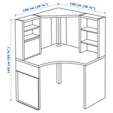 MICKE Mobile studio angolare, bianco, 100x142 cm