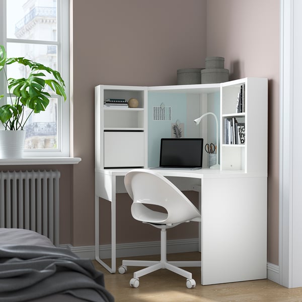 MICKE mobile studio angolare, bianco, 100x142 cm - IKEA Svizzera