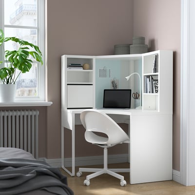 MICKE Mobile studio angolare, bianco, 100x142 cm