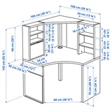 MICKE Mobile studio angolare, bianco, 100x142 cm