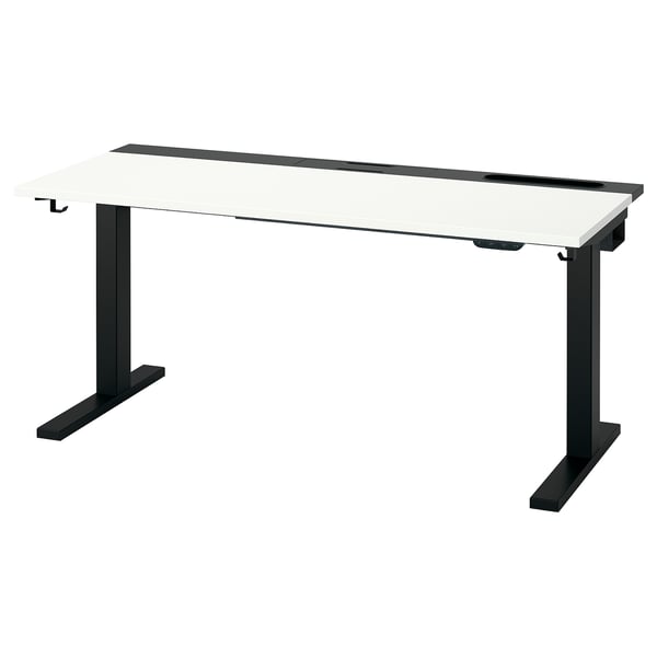 MITTZON Scrivania regolabile in altezza, elettrico bianco/nero, 140x60 cm