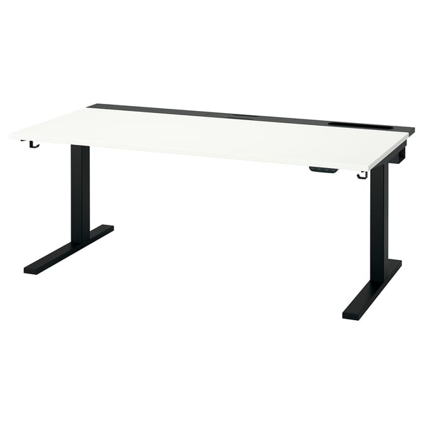 MITTZON Scrivania regolabile in altezza, elettrico bianco/nero, 160x80 cm