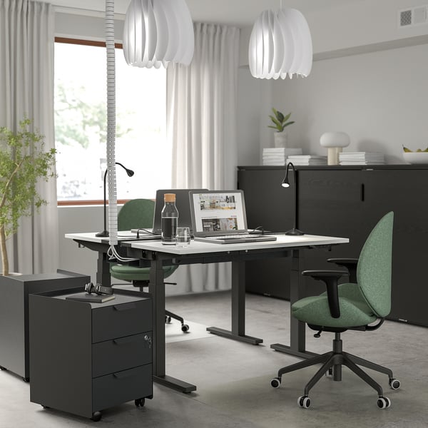 MITTZON Scrivania regolabile in altezza, elettrico bianco/nero, 120x60 cm