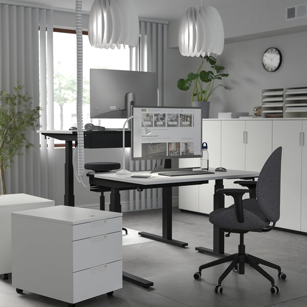 MITTZON Scrivania regolabile in altezza, elettrico bianco/nero, 120x60 cm