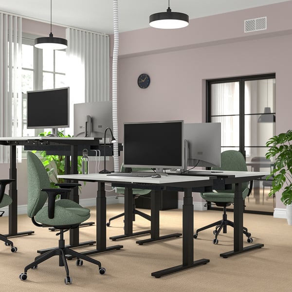 MITTZON Scrivania regolabile in altezza, elettrico bianco/nero, 120x60 cm