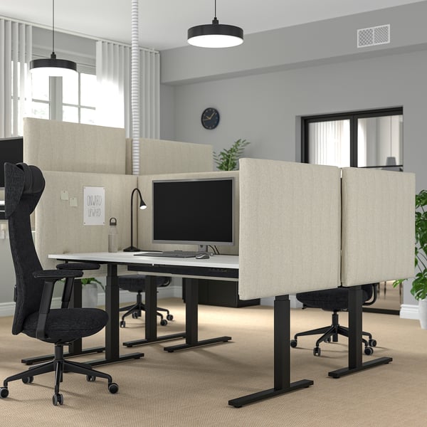 MITTZON Scrivania regolabile in altezza, elettrico bianco/nero, 160x80 cm