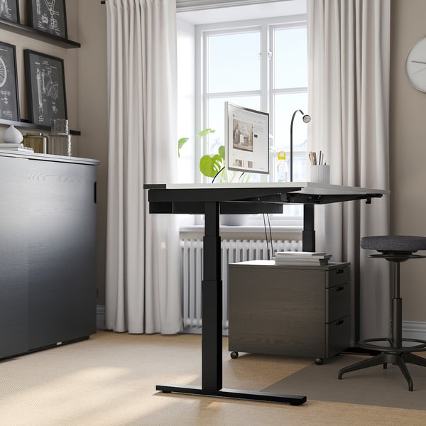 MITTZON Scrivania regolabile in altezza, elettrico bianco/nero, 160x80 cm
