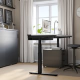 MITTZON Scrivania regolabile in altezza, elettrico bianco/nero, 160x80 cm