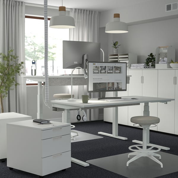 MITTZON Scrivania regolabile in altezza, elettrico bianco, 160x80 cm