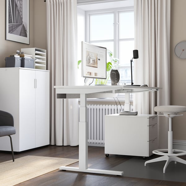 MITTZON Scrivania regolabile in altezza, elettrico bianco, 160x80 cm
