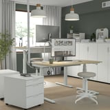 MITTZON Scrivania regolabile in altezza, elettrico impiallacciatura di betulla/bianco, 140x60 cm