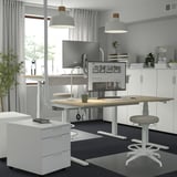 MITTZON Scrivania regolabile in altezza, elettrico impiallacciatura di betulla/bianco, 160x80 cm