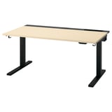 MITTZON Scrivania regolabile in altezza, elettrico impiallacciatura di betulla/nero, 140x80 cm