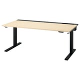 MITTZON Scrivania regolabile in altezza, elettrico impiallacciatura di betulla/nero, 160x80 cm