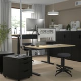 MITTZON Scrivania regolabile in altezza, elettrico impiallacciatura di betulla/nero, 140x60 cm