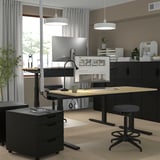 MITTZON Scrivania regolabile in altezza, elettrico impiallacciatura di betulla/nero, 160x80 cm