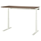 MITTZON Scrivania regolabile in altezza, elettrico impiallacciatura di noce/bianco, 160x80 cm