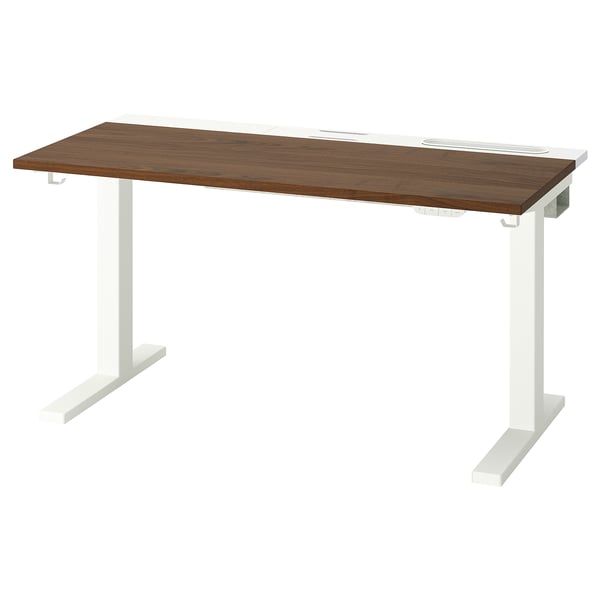 MITTZON Scrivania regolabile in altezza, elettrico impiallacciatura di noce/bianco, 120x60 cm