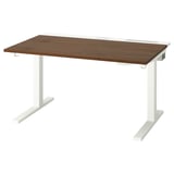 MITTZON Scrivania regolabile in altezza, elettrico impiallacciatura di noce/bianco, 120x80 cm