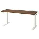 MITTZON Scrivania regolabile in altezza, elettrico impiallacciatura di noce/bianco, 140x60 cm