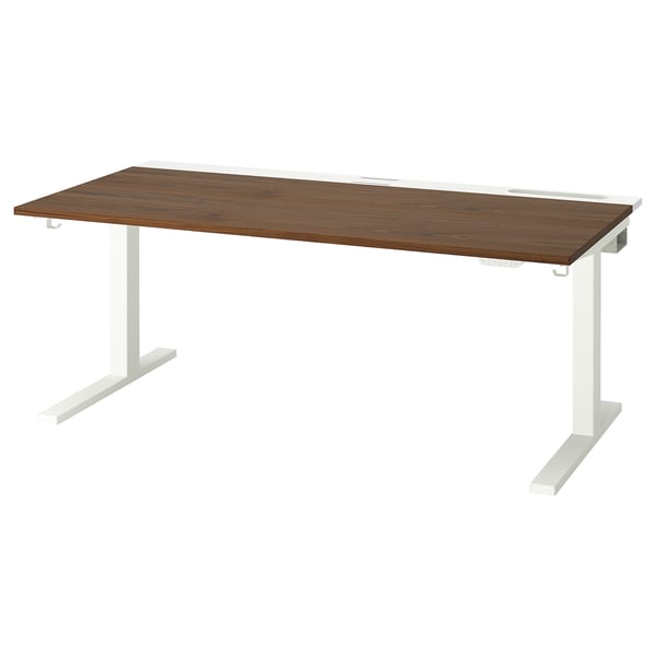 MITTZON Scrivania regolabile in altezza, elettrico impiallacciatura di noce/bianco, 160x80 cm